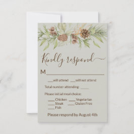 Cartão de Resposta RSVP Elegante de Inverno Bege P