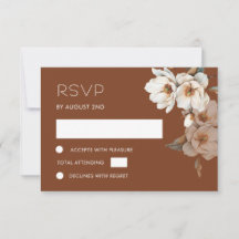 Cartão de Resposta RSVP Flor Terracota Marfim em A