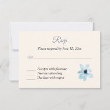 Cartão de Resposta RSVP Floral Azul