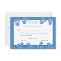Cartão de Resposta RSVP Floral Azul Empoeirado Rom
