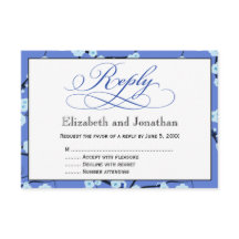 Cartão de Resposta RSVP Floral Azul Periwinkle