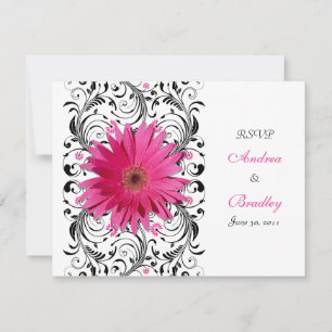Cartão de Resposta RSVP Floral de Gerbera Rosa