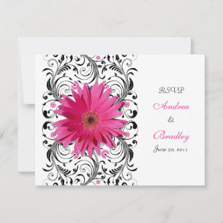 Cartão de Resposta RSVP Floral de Gerbera Rosa