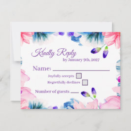 Cartão de Resposta RSVP Floral em Aquarela com Cor