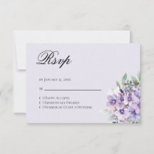 Cartão de Resposta RSVP Floral Lavanda de Quincean