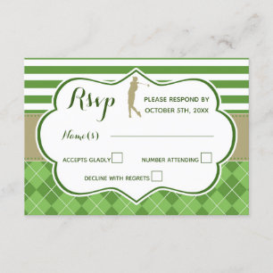 Cartão de resposta RSVP golfe verde dourado