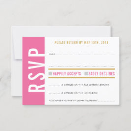 CARTÃO DE RESPOSTA RSVP lindo bonito rosa branco c