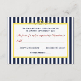 Cartão de Resposta RSVP Listrado de Azul Marinho, 