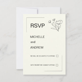 Cartão de Resposta RSVP Minimalista Elegante