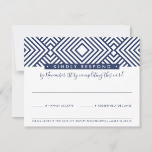 CARTÃO DE RESPOSTA RSVP moderno geo simples azul m