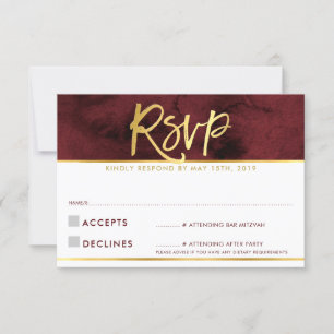 CARTÃO DE RESPOSTA RSVP moderno vermelho marrom do