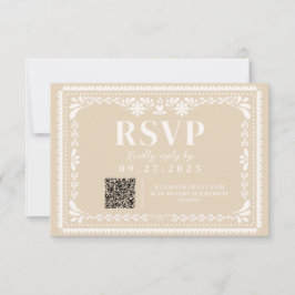Cartão de Resposta RSVP Neutro Papel Picado Mexica