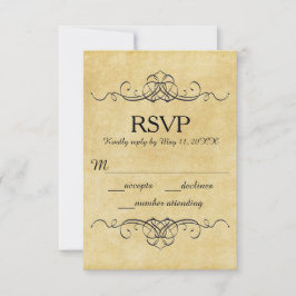 Cartão de Resposta RSVP - Papel Antigo