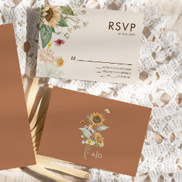 Cartão de Resposta RSVP para Casamento de Girassol