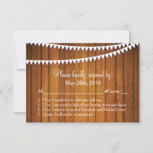 Cartão de Resposta RSVP para Casamento Rústico