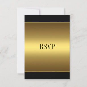 Cartão de Resposta RSVP Preto Dourado Todos os Eve