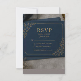 Cartão de Resposta RSVP Preto e Dourado, Resposta