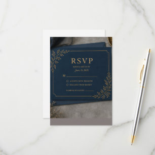Cartão de Resposta RSVP Preto e Dourado, Resposta 