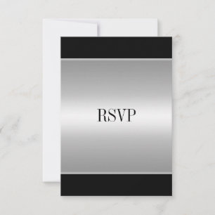 Cartão de Resposta RSVP Preto Prata Todos os Event