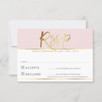 CARTÃO DE RESPOSTA RSVP rosa pálido com escrita em