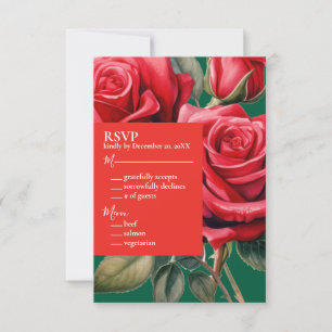 Cartão de Resposta RSVP Rosas Vermelhas