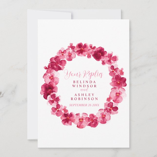 Cartão de resposta RSVP vermelho de cupão floral d (Frente)