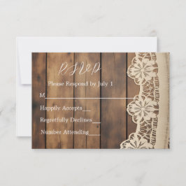 Cartão de Resposta Rustic Wood e Lace