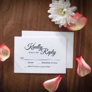 Cartão de Resposta Simples de Caligrafia Preta e B