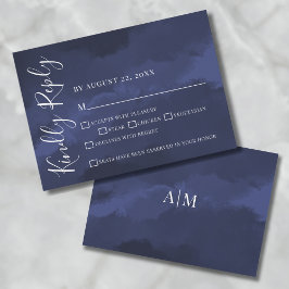 Cartão de Resposta Simples para Casamento Azul Mar