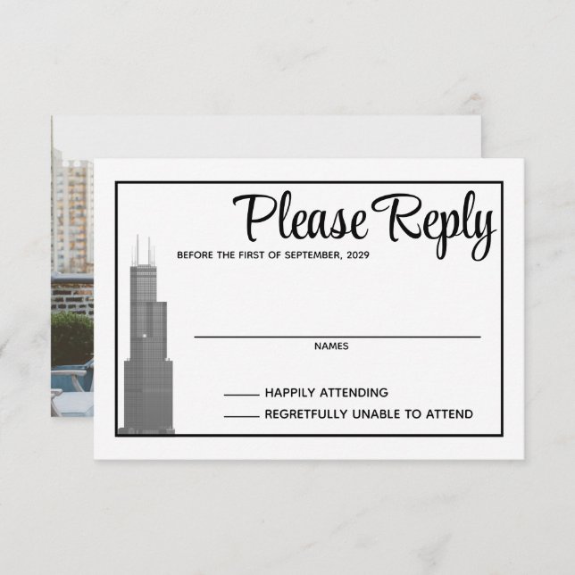 Cartão de Resposta Skyline Chicago (Frente/Verso)