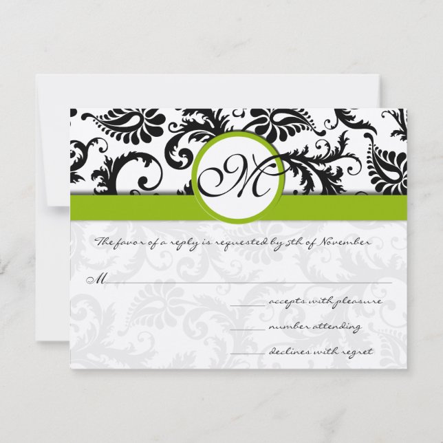 Cartão de Resposta Verde Apple - Texto no Lado Mat (Verso)