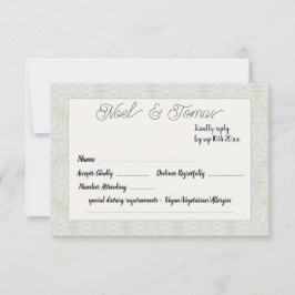 Cartão de Resposta Verde de Cor Verde de Estilo Ét