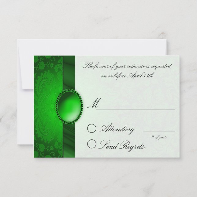 Cartão de Resposta Verde de Faixa Damasco (Frente)