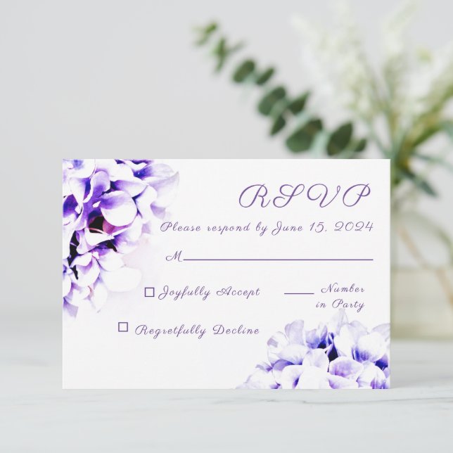 Cartão de Resposta Violeta Elegante (Em pé/Frente)
