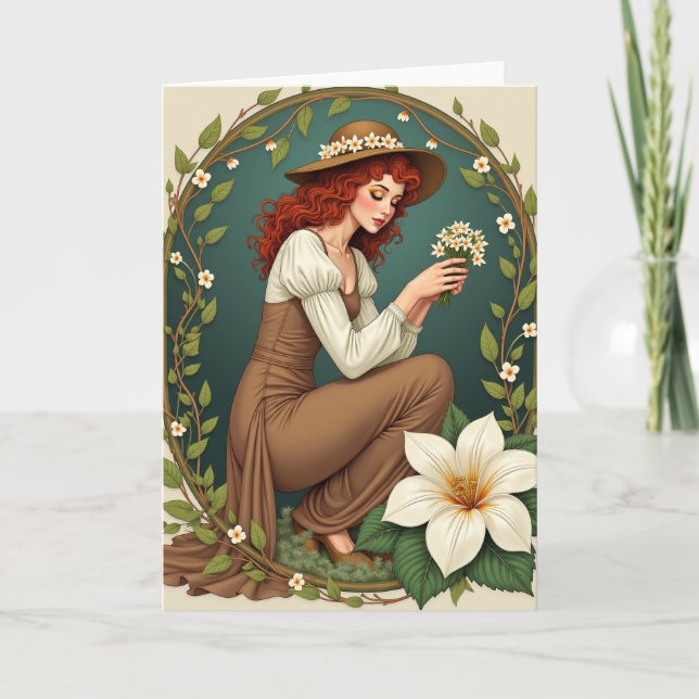Cartão de retrato com arcada floral (Frente)