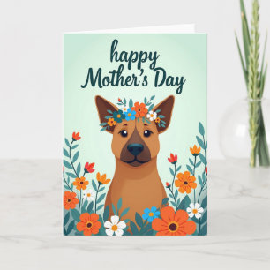 Cartão de Retrato de Cachorro no Dia das Mães