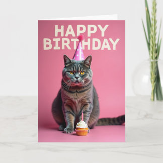 Cartão de retrato de gato de aniversário doce