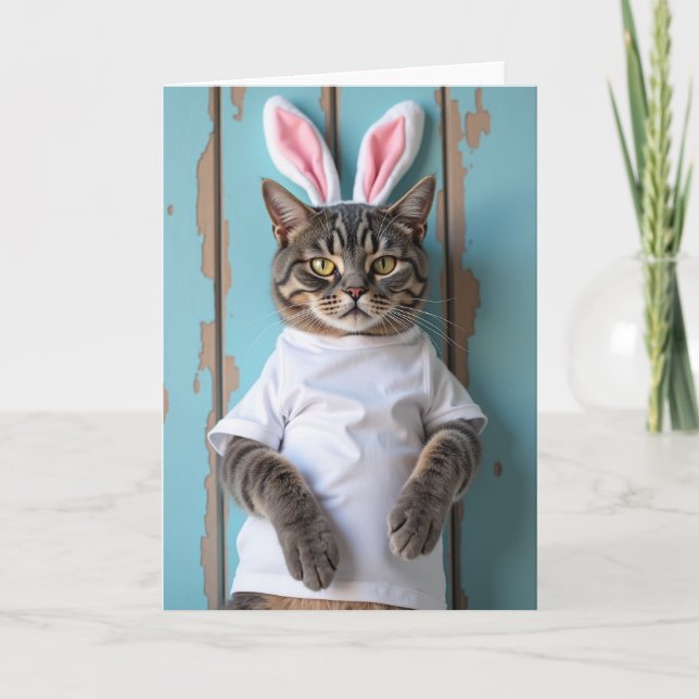 Cartão de Retrato de Gato em Camisa (Frente)