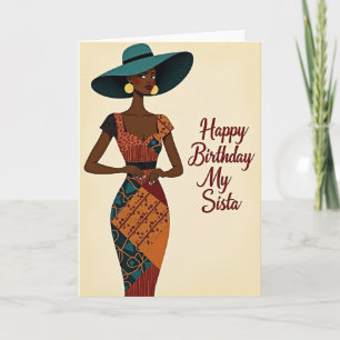 Cartão de retrato de mulher elegante de aniversári