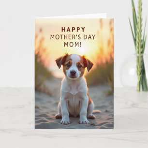 Cartão de retrato do dia das mães de cachorrinho