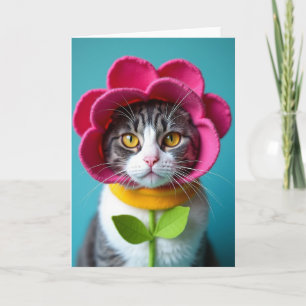 Cartão de Retrato Felino Floral