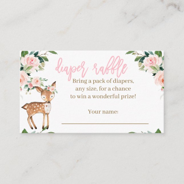 Cartão de rifa de fraldas de Animais da Floresta p (Frente)