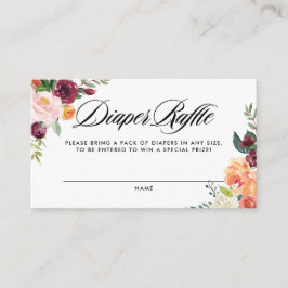 Cartão de Rifa de Fraldas para Chá de Bebê com Flo