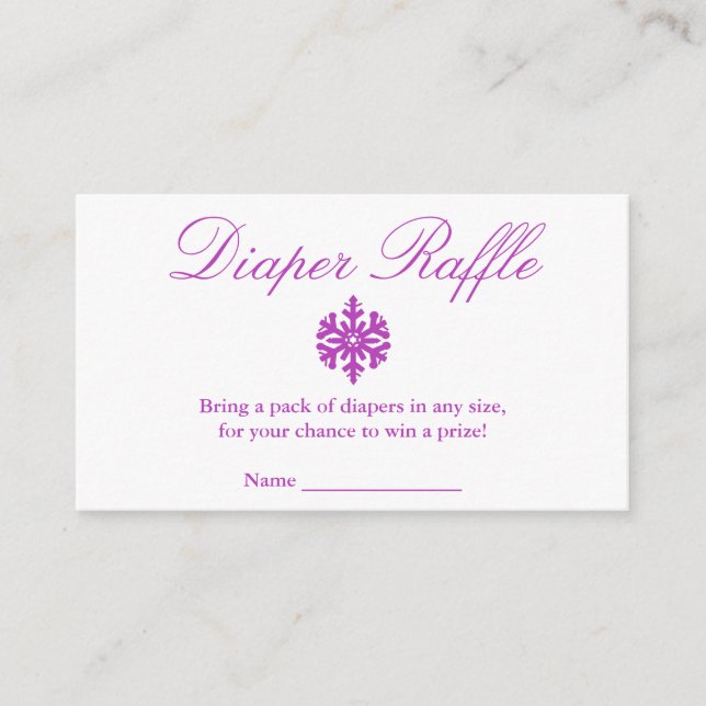 Cartão de rifa de fraldas para chá de bebê Floco d (Frente)