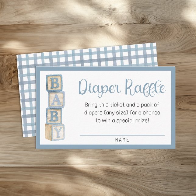 Cartão de Rifas de Fraldas Azul Empoeirado | Inser (Diaper Raffle Card Insert)