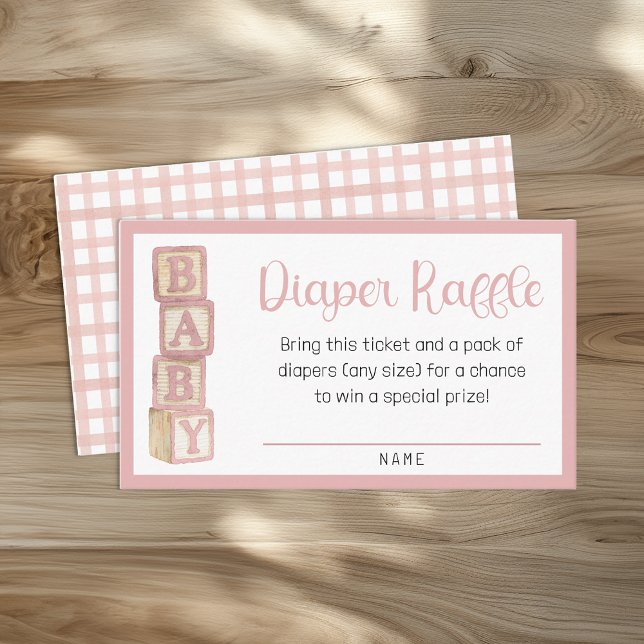 Cartão de Rifas de Fraldas Dusty Rose | Inserção d (Diaper Raffle Card)