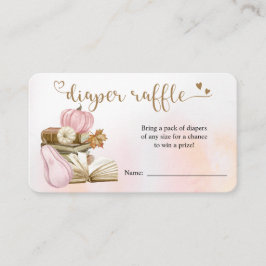 Cartão de Rifas de Fraldas Tema Livro Abóbora Rosa