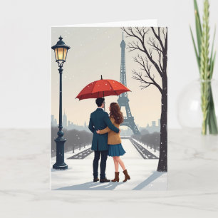 Cartão de Romance de Inverno da Torre Eiffel