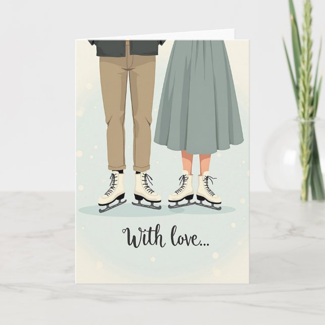 Cartão de Romance de Inverno de Coração (Frente)