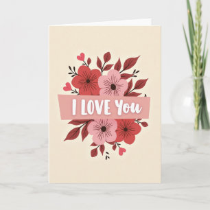 Cartão de Romance Floral Eu Te Amo